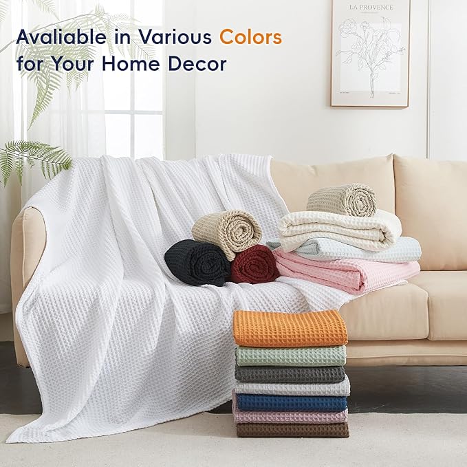 PHF Ultra Soft Waffle Weave Blanket Twin Size 66"x 90"- Washed Lightweight Breathable Cozy Woven Blanket for Bed - Aesthetic Decor for Couch Bedding Sofa Home Car - Grey