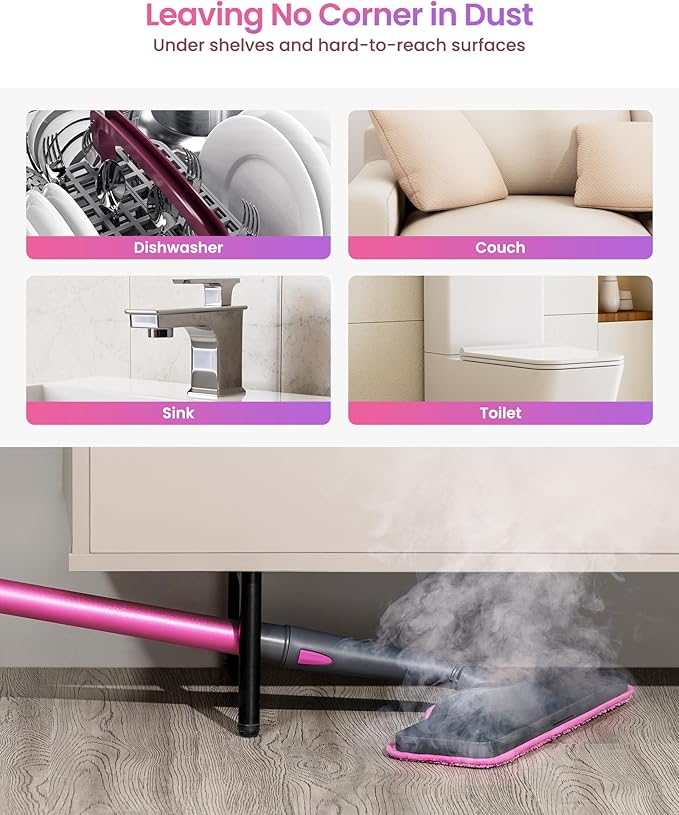 Schenley Steam Mop Cleaner with Detachable Handheld Steamer for Cleaning Hardwood, Laminate Floor, Tiles and Grout, with 7-in-1 Multi-purpose Accessories and Washable Microfiber Pads