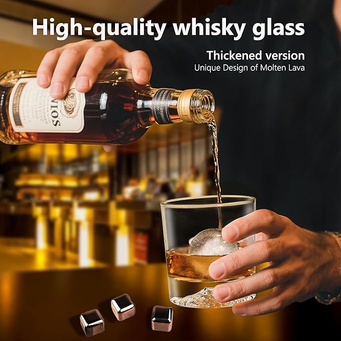 Crystal Whiskey Glasses Set of 2 – 10 OZ Designer Old Fashioned Rocks Glass for Scotch, Bourbon, Rum and Cocktail Drink – Luxury Gift for Men