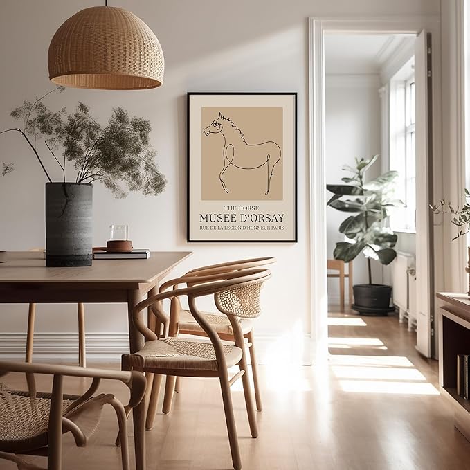 Poster Master Vintage Poster - Retro Minimalist Print - Gift for Artist, Friend - Horse, Line Drawing, Sketch, Abstract - Wall Decor for Living Room, Bedroom, 18x24 Unframed Wall Art