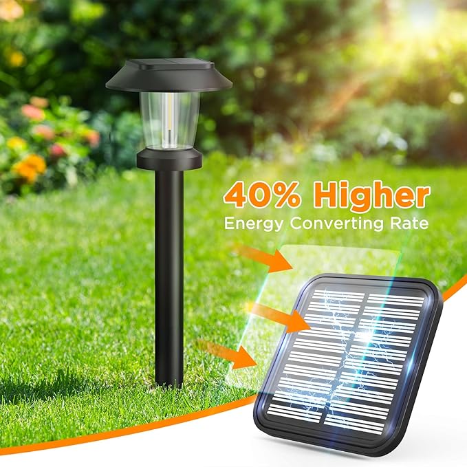 ALEPOD Solar Pathway Lights Outdoor - 10 Pack Solar Powered Garden Lights Waterproof, Decor Landscape Lighting with Three Lighting Modes for Yard, Lawn, Walkway, Driveway, Warm White