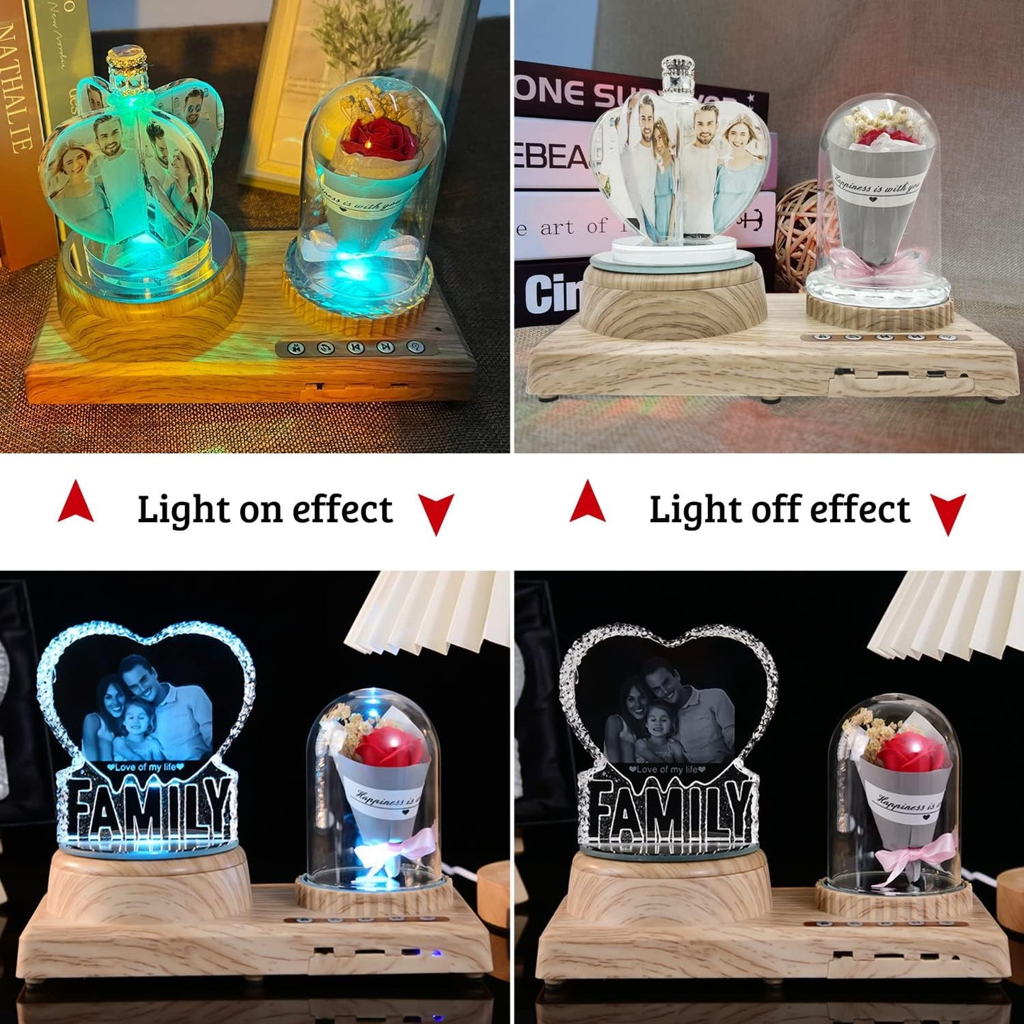 Dad Gift Unique Color Print Custom Photo Crystal Night Light Ornament for Dad Daddy Day Birthday Christmas Gift Atmosphere Light