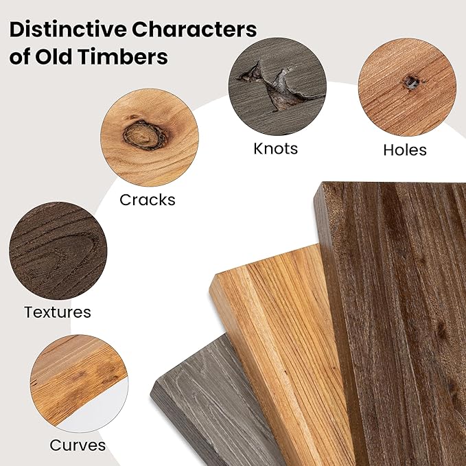 Floating Shelves for Wall, 24"x9.3" Rustic Solid Live-Edge Elm Wood Wall Shelves, Heavy-Duty Floating Shelves with Invisible Brackets, Set of 2 for Living Room, Bedroom, and Kitchen, Grey Finish