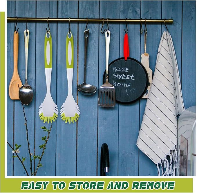 Hsei 20 Pcs Light Green Kitchen Scrub Dish Brush Bulk with 11 Inch Anti Slip Handle Cleaning Dish Scrubber with Stiff Bristles Washing Scrub Brushes for Housekeeping for Pots and Pans, Kitchen Sink