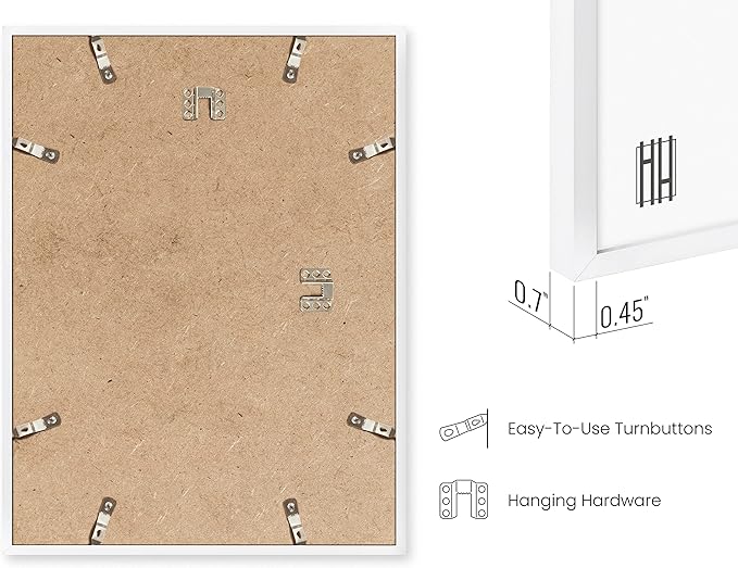 HAUS AND HUES 11x17 White Metal Picture Frames - Features Premium Aluminum, Vertical & Horizontal Hang, Shatterproof Plexiglass - Perfect for Home, Room, Office (11x17 in, White, Set of 6)