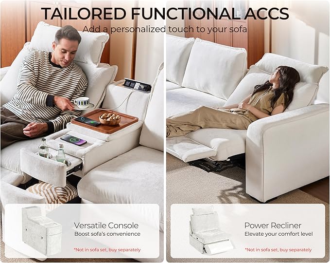 Oversized Modular Sofa Comfy Cloud Couch with Storage, Extra Deep Plush Sectional Sofa Set for Living Room, Covers Washable, Chenille, Olar (White, 6-Seater with 2 Ottomans, u-Shaped)