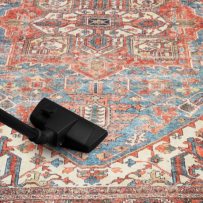 Keen Home Design 10x14 Rug - Machine Washable Area Rug with Non-Slip Backing, Ideal for Living Room, Dining Room, Bedroom - Vintage, Easy Clean, Durable, Low Pile Rug - (9'7" x 14')