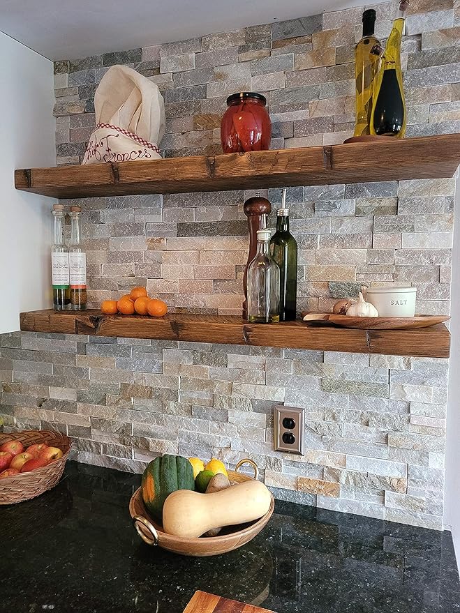 joelsantiques - 60 Inch Wooden Floating Shelves for Wall - 60x9x2 in - Made of Natural Wood - Long Heavy Duty Rustic Wall Shelves for Bedroom - Perfect for Living Room, Kitchen - Medium Brown