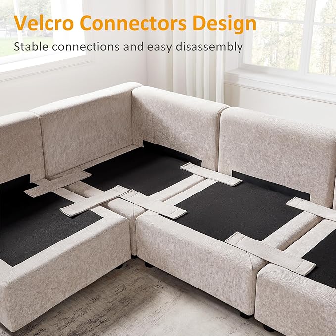 Modular Sectional Sofa, Convertible Sofa Couch Modular Sofa with Ottoman, Sectional Sofas for Living Room Small Apartments