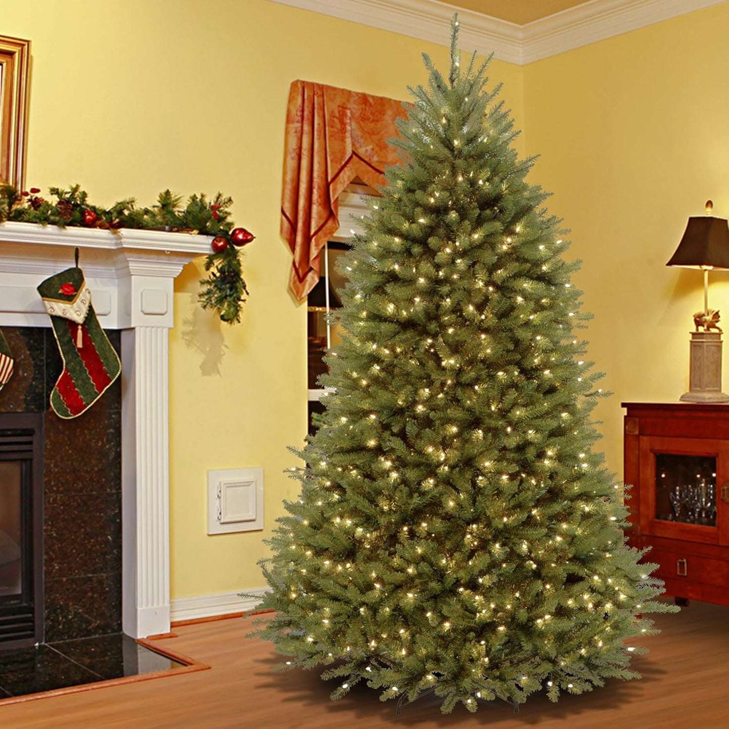 National Tree CompanyNational Tree Company Pre-Lit Artificial Full Christmas Tree, Green, 7 Feet & Pre-Lit Artificial Christmas Wreath, Green