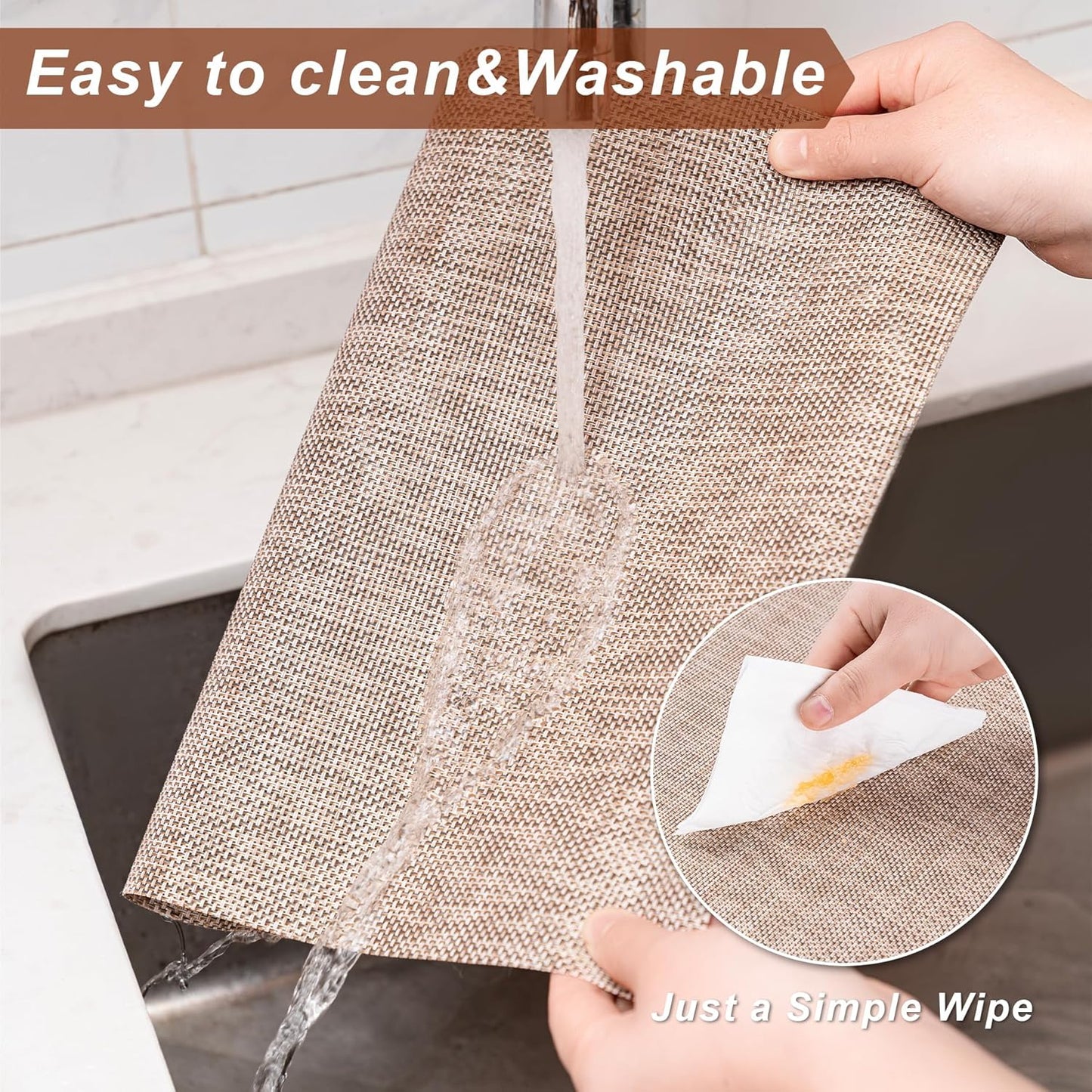 CADONO Placemats Set of 4 Washable Indoor/Outdoor Vinyl Place Mats for Dining Table Durable Non-Slip Heat Resistant PVC Weave Table Mats（Gray）