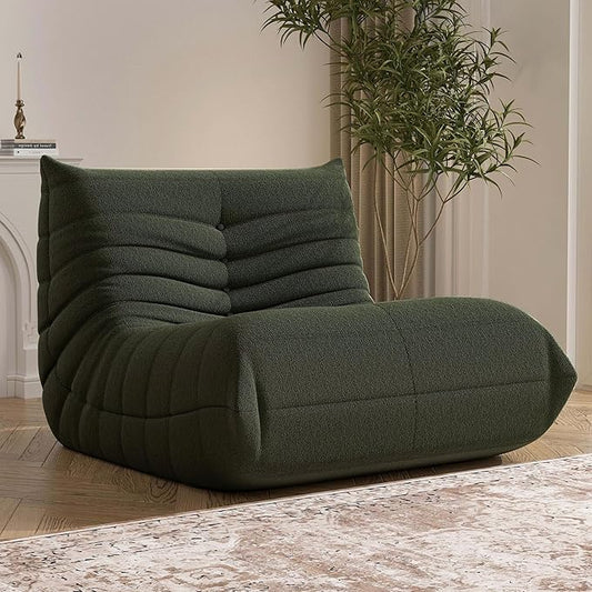 Bean Bag Chair, Fireside Chair Bean Bag Sofa Large Bean Bag Chair for Adults, Bean Bag Chairs for Teens with High Density Comfortable Foam, Memory Foam Bean Bag for Living Room, Bedroom (Green)